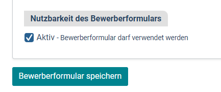 Bewerberformular aktivieren