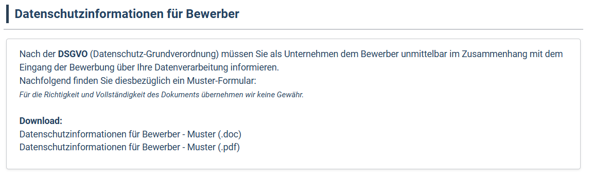 Datenschutz Bewerber